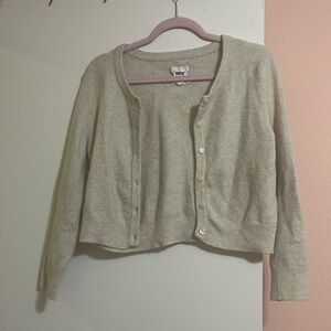 Aerie oatmeal colored cropped cardigan, size Large, EUC